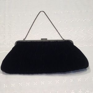 Mary Kay Evening Bag Black Velvet with Silver Chain